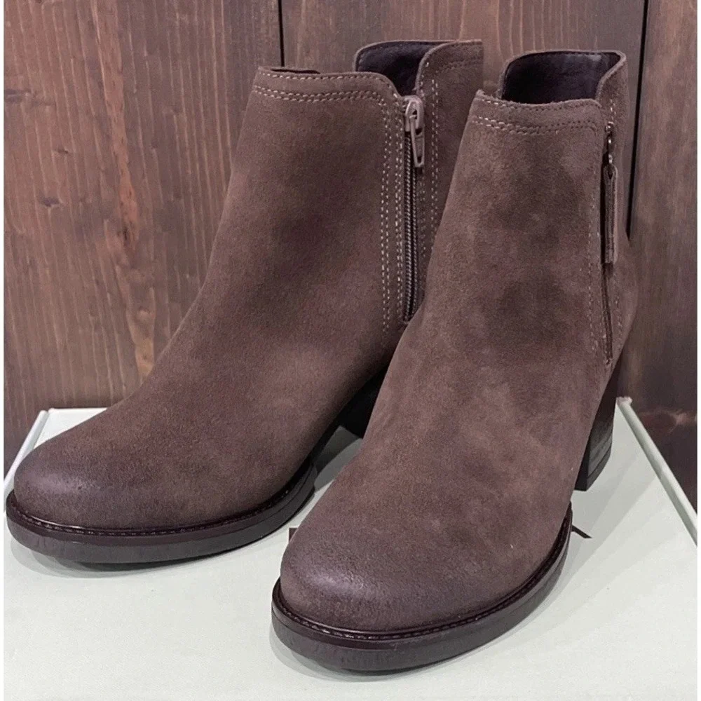 Salvia Willow Loggia Vizalo Suede Brown Ankle Boots‎ Women's Size 41 New